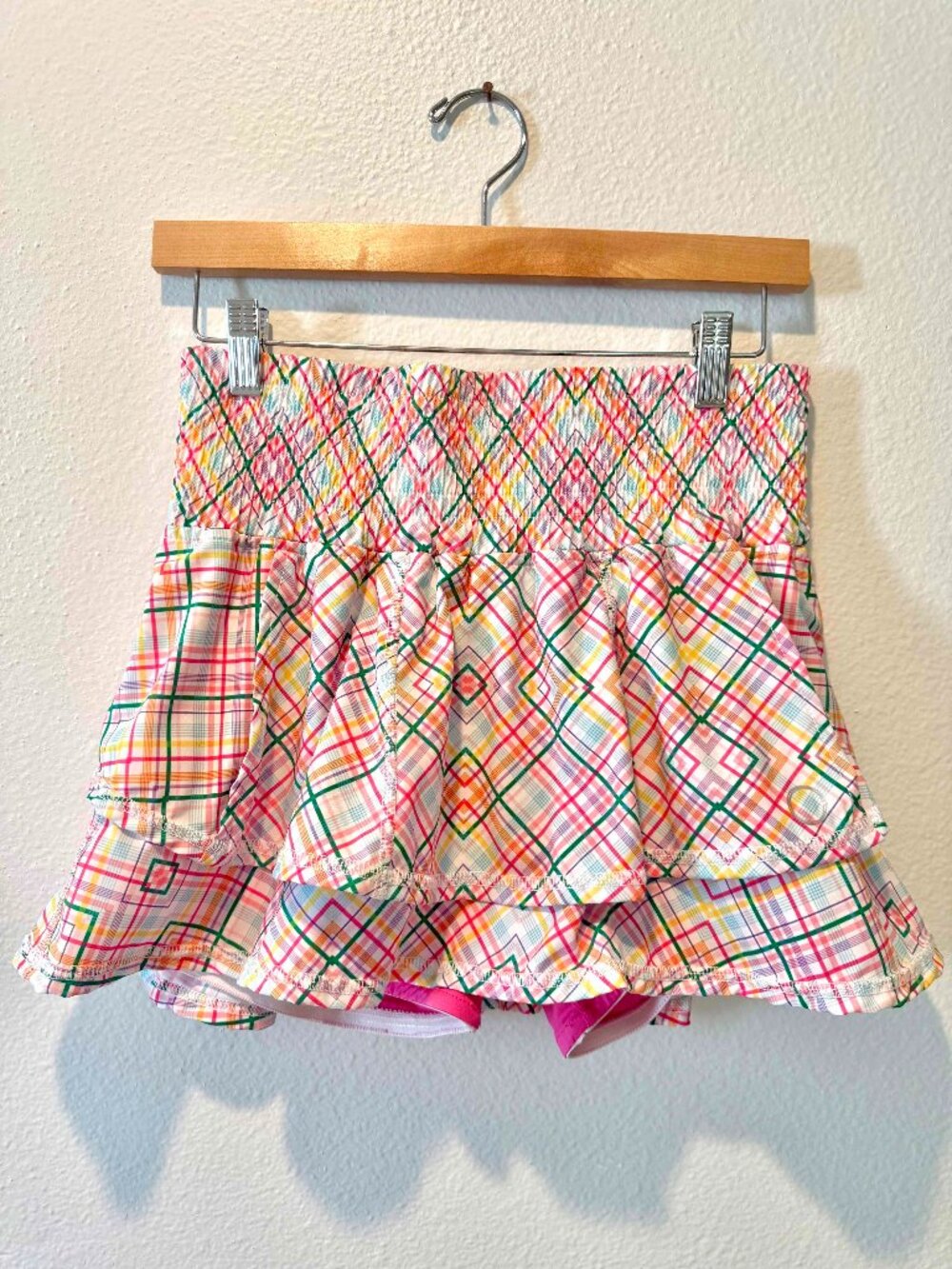 The Bubble Skirt, Size M, Multi Plaid Ruffle